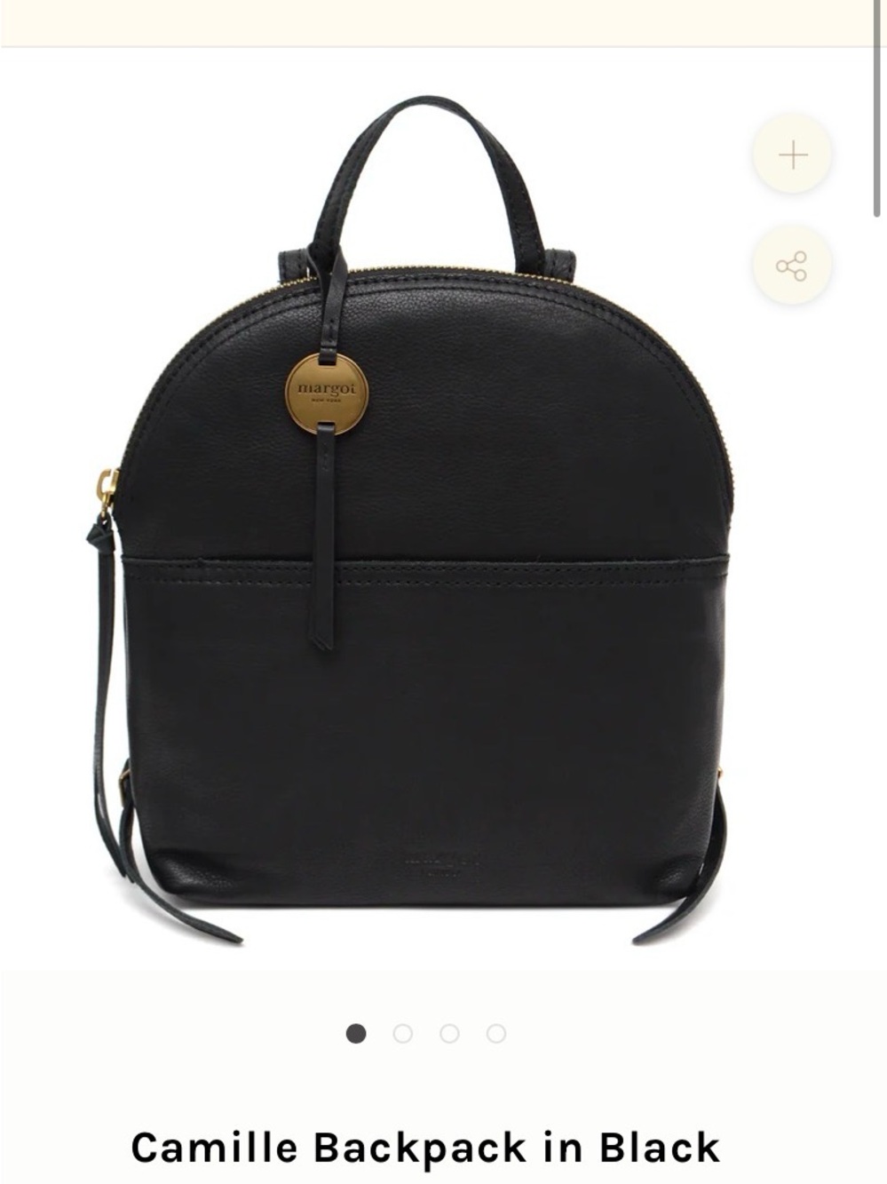 Margot Camille Leather Backpack Bag in Black